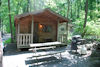 Basic cabins are equipped with a propane gas grill, picnic table, and fire ring